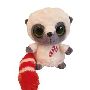 Aurora 5" Red & White Candy Cane Tail Christmas Kissing Lemur Plush